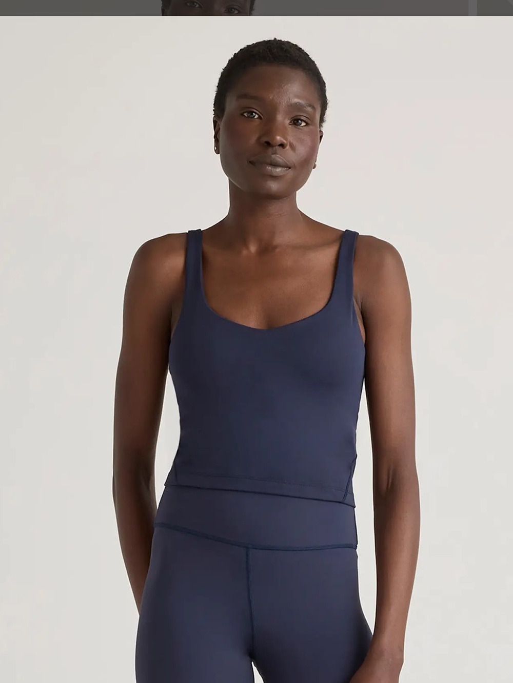 Quince Ultra-Form V-Neck Cropped Tank deep navy small
